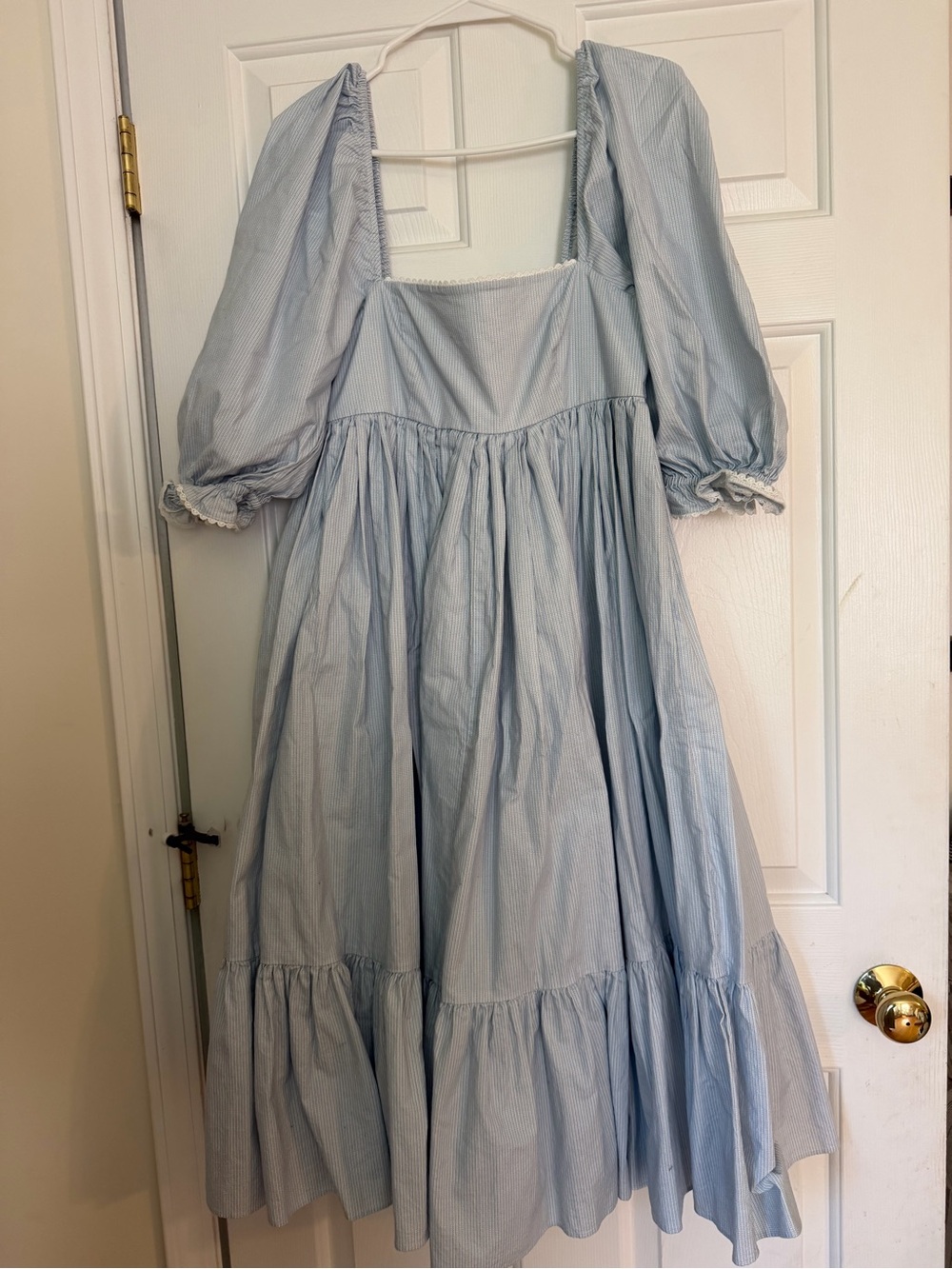 Selkie Light Blue Puff-Sleeve Dress